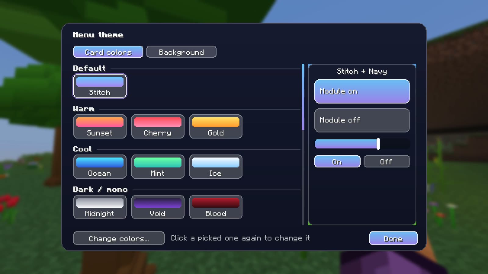 Menu themes